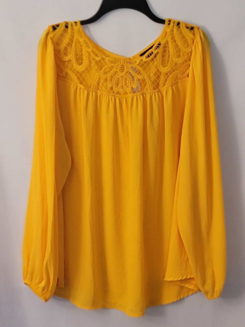 Lane Bryant Yellow Lace Yoke Long Sleeve Blouse Size 18/20
